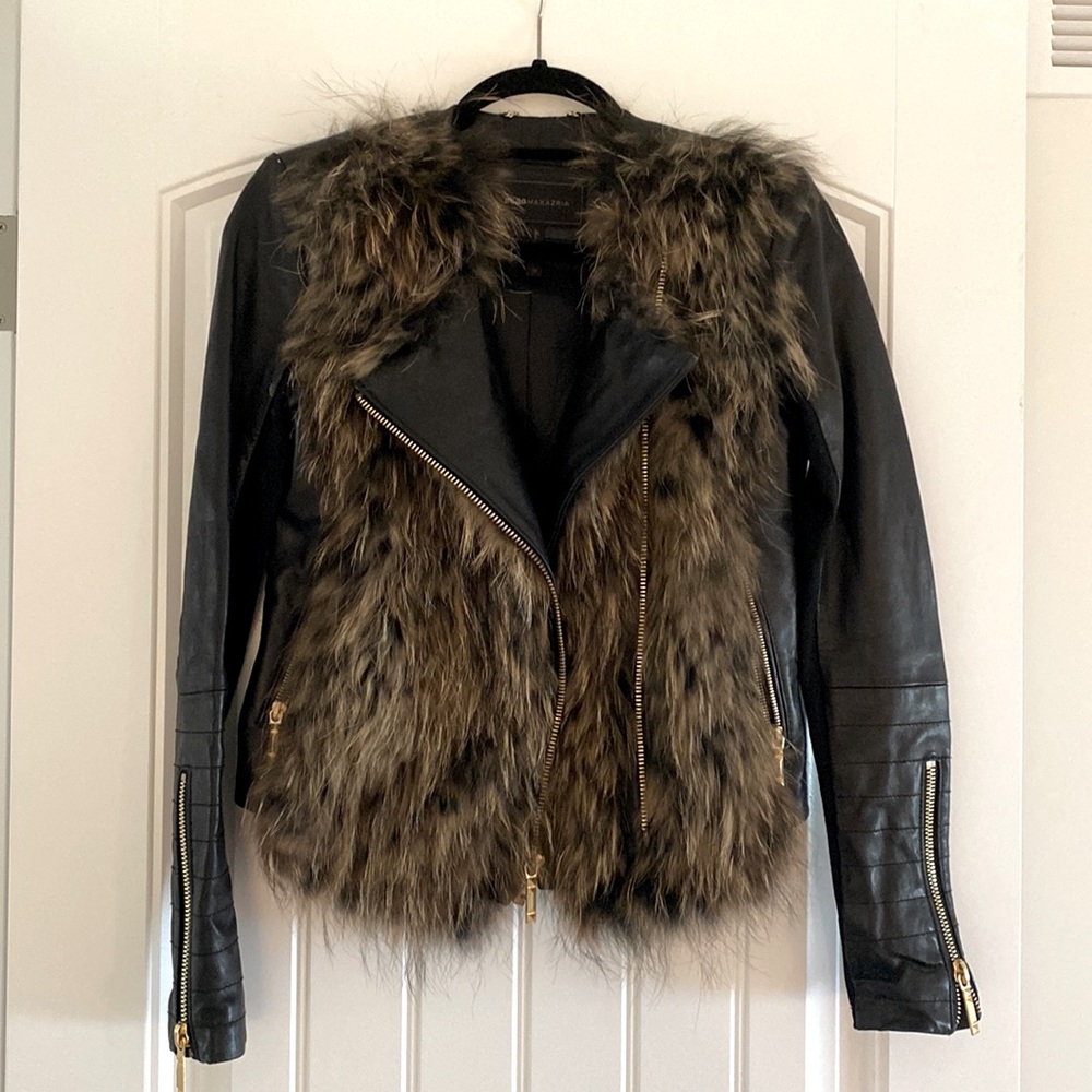 100 percent real leather and fur jacket